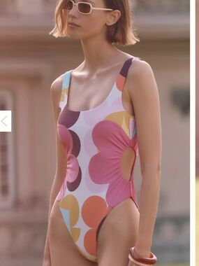 Celandine x Holly Clarke Violet one piece swimsuit Anthropologie Medium M
